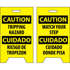 National Marker Company FS32 Floor Sign - Caution Tripping Hazard Cuidado Riesgo De Tropezon image.