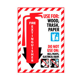 Fire Extinguisher Class Marker - Use For Wood, Trash, Paper - Vinyl