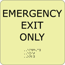 National Marker Company GADA100BK Glow Braille - Emergency Exit Only image.