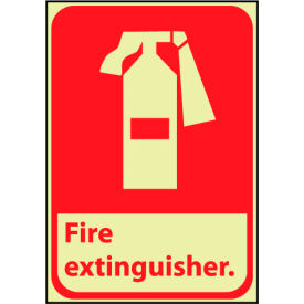 National Marker Company GFGA3P NMC™ Glow Fire Extinguisher Sign, 6 Hour Glow, Vinyl, 7"W x 10"H image.