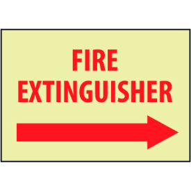 National Marker Company GL131RB Glow Sign Rigid Plastic - Fire Extinguisher Right Arrow image.