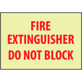 National Marker Company GL132R Glow Sign Rigid Plastic - Fire Extinguisher Do Not Block image.