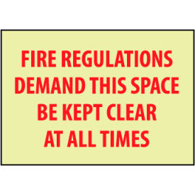 National Marker Company GL158R Glow Sign Rigid Plastic - Fire Regulations image.