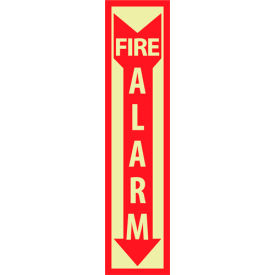 National Marker Company GL172R NMC™ Glow Fire Alarm Sign, 6 Hour Glow, Rigid Plastic, 4"W x 18"H image.