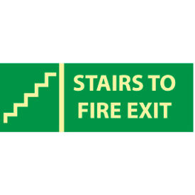 National Marker Company GL320R Glow Sign Rigid Plastic - Stairs To Exit image.