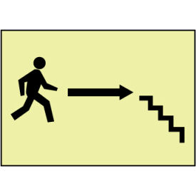 National Marker Company GL62R Glow Sign Rigid Plastic - Stairs Right Arrow Man image.