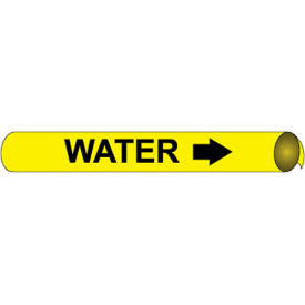 National Marker Company H4114 NMC™ Precoiled & Strap-On Pipe Marker, Water, Fits Over 10" Pipe Dia., Yellow image.