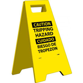 National Marker Company HDFS207 Heavy Duty Floor Stand - Caution Tripping Hazard - Bilingual image.