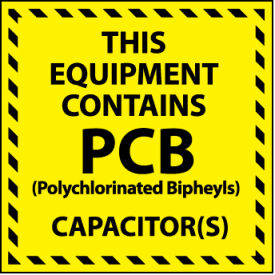 National Marker Company HW12 Hazardous Waste Vinyl Labels - This Equipment Contains PCB Capacitors image.