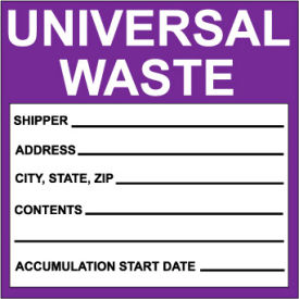 National Marker Company HW30AL Hazardous Waste Paper Labels - Universal Waste image.