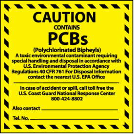 National Marker Company HW4C Hazardous Waste Vinyl Labels - Caution Contains PCBs image.