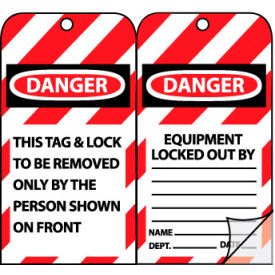 National Marker Company JMTAG1 Jumbo Self-Laminating Lockout Tags - Danger Equipment Locked Out By image.