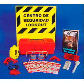 National Marker Company LOK2BI Electrical Lockout Center with Contents - Bilingual image.