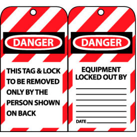 National Marker Company LOTAG1 Lockout Tags - This Tag & Lock To Be Removed Only By The Person Shown On Back image.