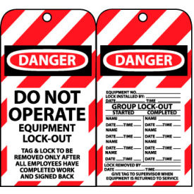 Lockout Tags - Do Not Operate Equipment Lock-Out