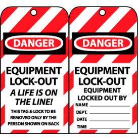 National Marker Company LOTAG18 NMC™ Equipment Lockout Tags, A Life Is On The Line image.