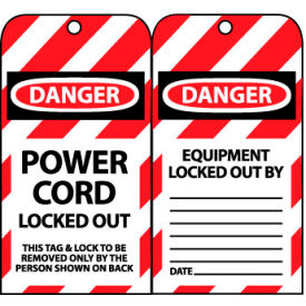 National Marker Company LOTAG23 Lockout Tags - Power Cord Locked Out image.