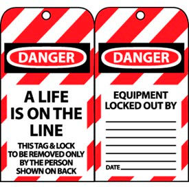 National Marker Company LOTAG30 Lockout Tags - A Life Is On The Line image.