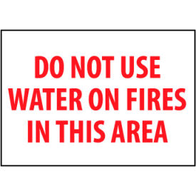 National Marker Company M413P Fire Safety Sign - Do Not Use Water On Fires In This Area - Vinyl image.