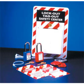 National Marker Company MCLO2 NMC™ Micro Lockout Center w/ Supplies & 5 Tags, Polystyrene, 7"W x 10"H, Multi-colored image.