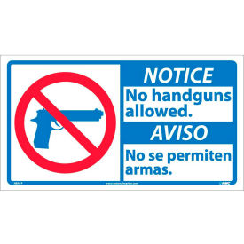 National Marker Company NBA1P Bilingual Vinyl Sign - Notice No Handguns Allowed image.