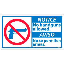 National Marker Company NBA1R Bilingual Plastic Sign - Notice No Handguns Allowed image.