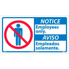 National Marker Company NBA3P NMC™ Bilingual Vinyl Sign, Notice Employees Only, 18"W x 10"H image.
