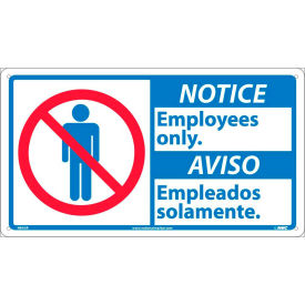 National Marker Company NBA3R NMC™ Bilingual Plastic Sign, Notice Employees Only, 18"W x 10"H image.