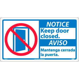 National Marker Company NBA4R NMC™ Bilingual Plastic Sign, Notice Keep This Door Closed, 18"W x 10"H image.
