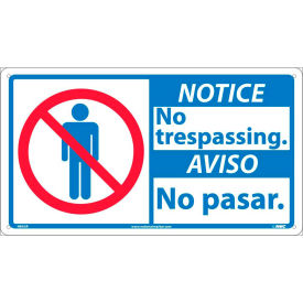 National Marker Company NBA5R NMC™ Bilingual Plastic Sign, Notice No Trespassing, 18"W x 10"H image.