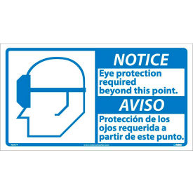 National Marker Company NBA7P Bilingual Vinyl Sign - Notice Eye Protection Required Beyond This Point image.