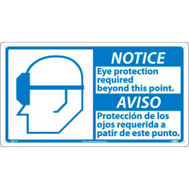 National Marker Company NBA7R Bilingual Plastic Sign - Notice Eye Protection Required Beyond This Point image.