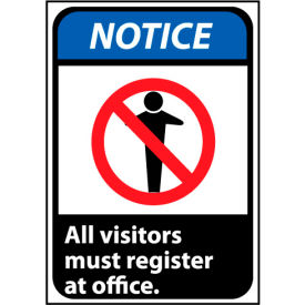 National Marker Company NGA12AB Notice Sign 14x10 Aluminum - All Visitors Must Register At Office image.