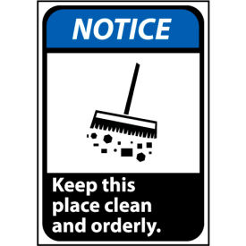 National Marker Company NGA17PB Notice Sign 14x10 Vinyl - Keep This Place Clean And Orderly image.