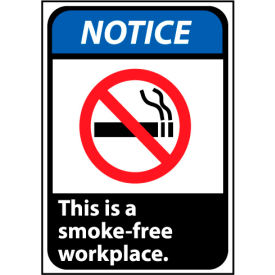 National Marker Company NGA1P Notice Sign 10x7 Vinyl - This Is A Smoke-Free Workplace image.