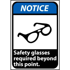 National Marker Company NGA22AB Notice Sign 14x10 Aluminum - Safety Glasses Required Beyond This Point image.