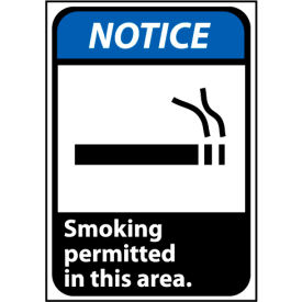 National Marker Company NGA3P Notice Sign 10x7 Vinyl - Smoking Permitted In This Area image.