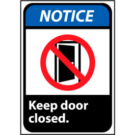 National Marker Company NGA4P Notice Keep Door Closed Sign, 7W x 10H, Vinyl  image.