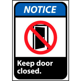 National Marker Company NGA4R Notice Keep Door Closed Sign, 7W x 10H, Rigid Plastic image.