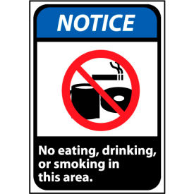 Notice Sign 14x10 Vinyl - No Eating, Drinking or Smoking