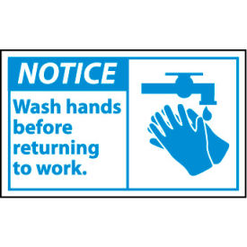 National Marker Company NGA7AP Graphic Machine Labels - Wash Hands Before Returning To Work image.