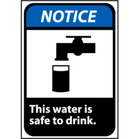 National Marker Company NGA8P Notice Sign 10x7 Vinyl - This Water Is Safe To Drink image.