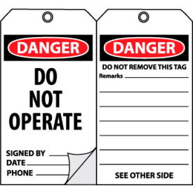 National Marker Company OLPT20 Self-Laminating Lockout Tags - Do Not Operate image.