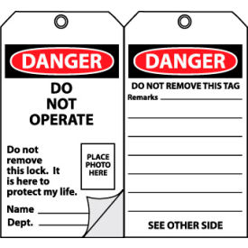National Marker Company OLPT22 Self-Laminating Lockout Tags - Do Not Operate with Picture image.