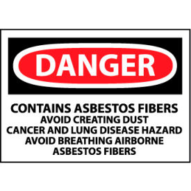 National Marker Company PRD82 Roll of 500 Hazard Warning Paper Labels - Danger Contains Asbestos Fibers image.