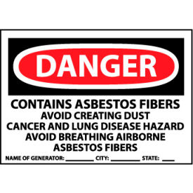 National Marker Company PRD92 Roll of 500 Hazard Warning Paper Labels - Danger Contains Asbestos w/Generator image.