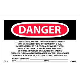 National Marker Company PRD95 Roll of 500 Hazard Warning Paper Labels - Danger Contains Lead Contaminates image.