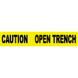 National Marker Company PT2 NMC 3"W x 1000L Yellow Barricade Tape, "Caution Open Trench" image.