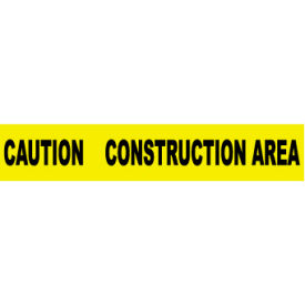 National Marker Company PT3 NMC 3"W x 1000L Yellow Barricade Tape, "Caution Construction Area" image.