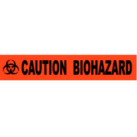 National Marker Company PT40 NMC Barricade Tape, 3" x 1000, Orange, Caution Biohazard image.